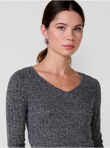 KOROSHI Langärmliges glänzendes Damen-T-Shirt in grau
