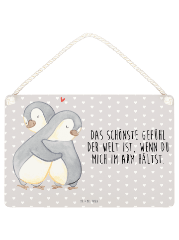 Mr. & Mrs. Panda Türschild Pinguine Kuscheln mit Spruch in Grau Pastell