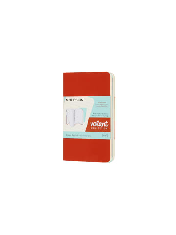 Moleskine Notizhefte, 2er Set , Liniert "Volant" in Korallrot | Aquamarinblau