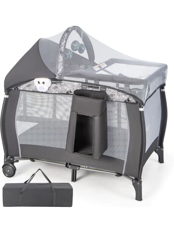 COSTWAY 4 in 1 Beistellbett in Grau