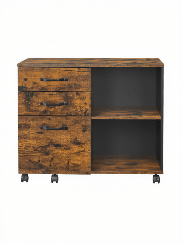 VASAGLE Aktenschrank Custos in vintagebraun-schwarz - (B)40 x (H)66 x (T)80 cm