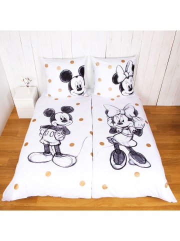 JACK 4 tlg. Renforcé Partner Bettwäsche 135x200cm Mickey & Minnie in Weiß