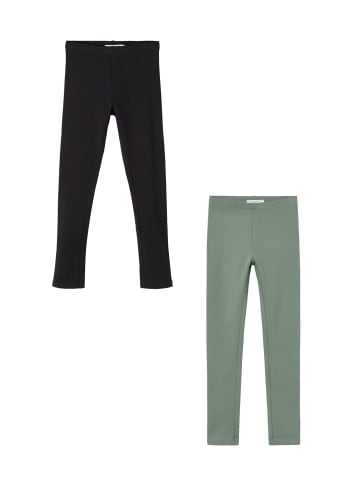 name it Leggings 2er-Set Regular Fit weich bequem Basic in Schwarz-Grün