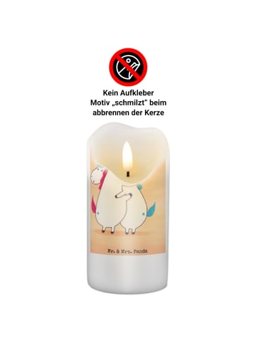 Mr. & Mrs. Panda Wachskerze Einhörner Umarmen Design mit Spruch in Weiß