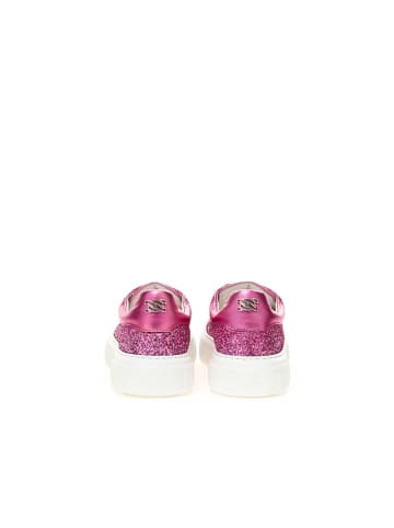 Casadei Fuchsia Stoff und Leder Low Top Sneaker