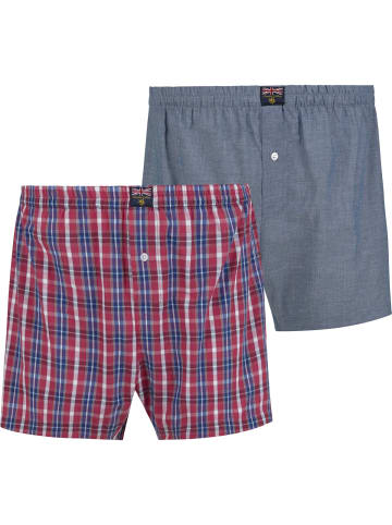 Charles Colby 2er Pack Boxershorts LORD MANUS in rot blau kariert