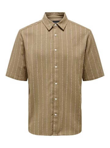 Only&Sons Hemd Kurzarm mit Hemdkragen Bequem in Beige