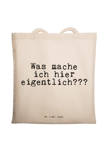 Mr. & Mrs. Panda Tragetasche Was mache ich hier... mit Spruch in Creme