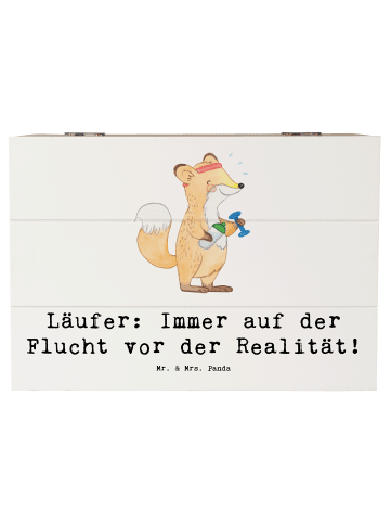 Mr. & Mrs. Panda Holzkiste Laufen Realitätsflucht mit Spruch in Weiß