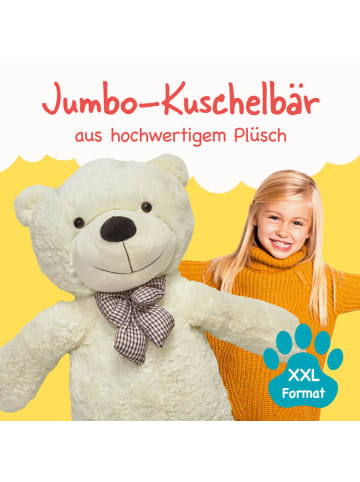 Lumaland Lumaland Riesen XXL-Teddybär mit Knopfaugen und Schleife - 120 cm - Beige