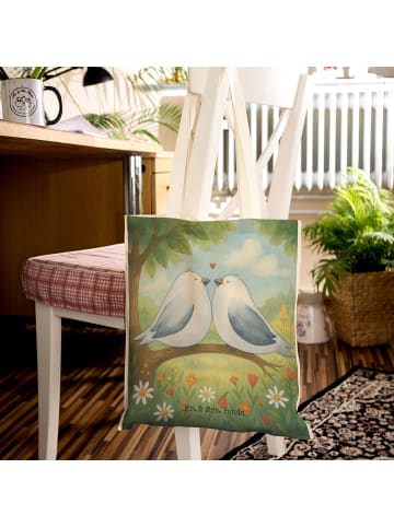 Mr. & Mrs. Panda Tote Bag Turteltauben Liebe Design ohne Spruch in Weiß