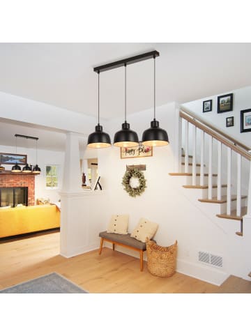ZMH Pendelleuchte 3-flammige E27 in Schwarz Metal höhenverstellbar