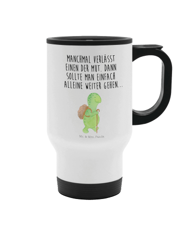 Mr. & Mrs. Panda Travel Mug Schildkröte Wanderer mit Spruch in Weiß