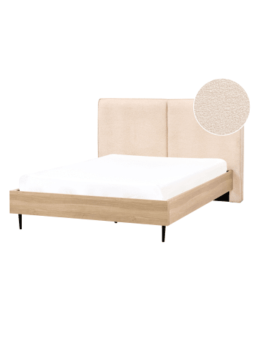 Beliani Doppelbett IZERNORE in Beige/Schwarz/Braun - (W) 167 x (H) 112 x (L) 215 cm