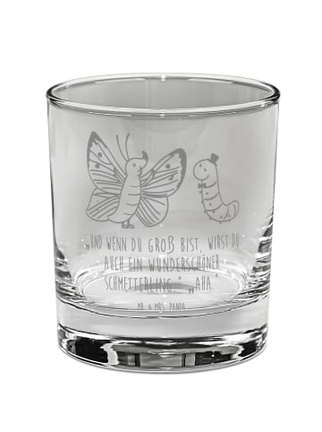Mr. & Mrs. Panda Glas für Gin Raupe Schmetterling mit Spruch in Transparent