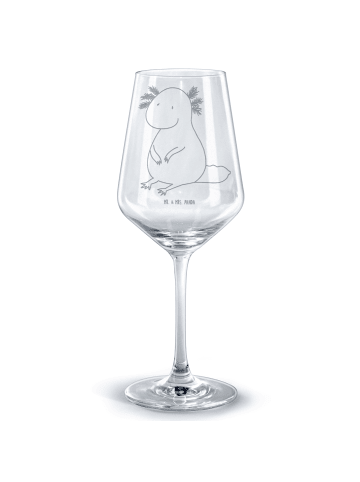 Mr. & Mrs. Panda Weinglas Axolotl Niedlich ohne Spruch in Transparent