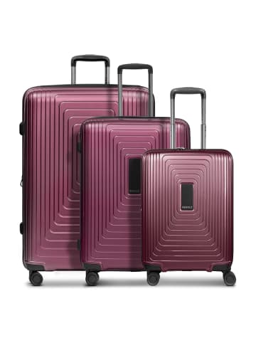 Redolz Essentials 14 4 Rollen Kofferset 3-teilig mit Dehnfalte in aubergine metallic