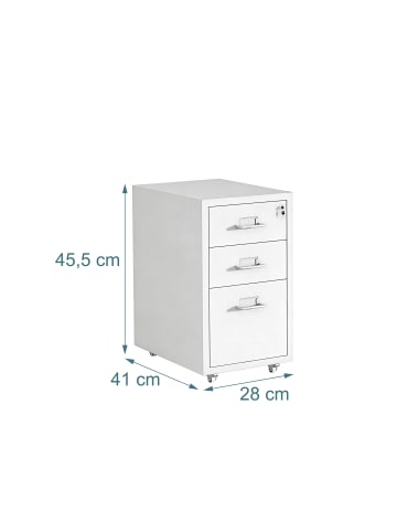 relaxdays Rollcontainer in Weiß - (B)28 x (H)45,5 x (T)41 cm