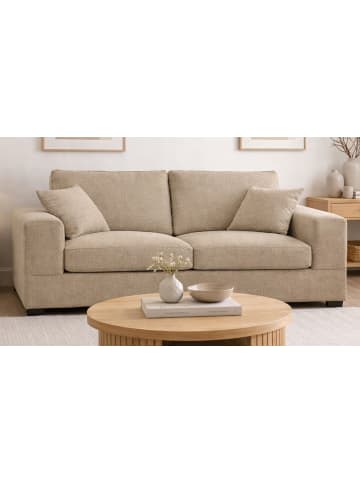 Inn.Furn Sofa beige Strukturstoff, Couch 3-Sitzer 221 cm mit Premium Kaltschaum