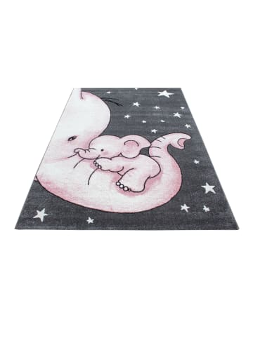 KADIMA DESIGN Kinderteppich Waschbar Elefant TASNA Strapazierfähig OEKO-TEX in Pink