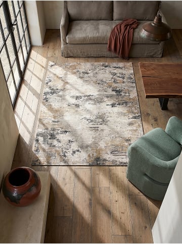KADIMA DESIGN Waschbarer Teppich Abstrakt, Wohnzimmer schmutzabweisend in Gelb-Natur