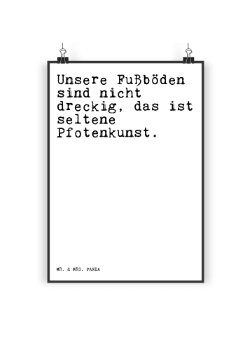 Mr. & Mrs. Panda Poster Unsere Fußböden sind nicht... mit Spruch in Weiß