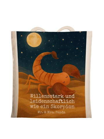 Mr. & Mrs. Panda Tasche Sternzeichen Skorpion Design mit Spruch in Weiß