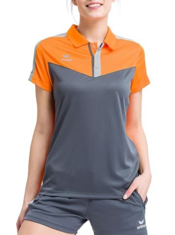 erima Damen Squad Poloshirt in new orange/slate grey/monument grey