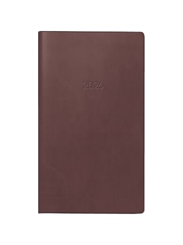 BRUNNEN Taschenkalender 758 8,7x15,3cm 1 Woche/Seite Kunstleder bordeaux 2026