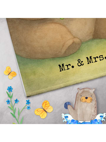 Mr. & Mrs. Panda Gästehandtuch Bär Gefühl Design mit Spruch in Weiß