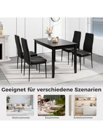 COSTWAY Esszimmerstuhl 4er Set in Schwarz