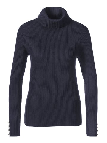 GOLDNER Kurzgröße:  Eleganter Rollkragenpullover in nachtblau