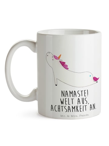 Mr. & Mrs. Panda Teetasse Einhorn Yoga mit Spruch in Weiß