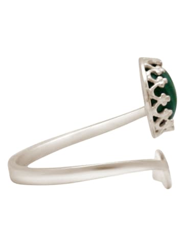 Gemshine Ringe Malachit - Größenverstellbar in silver coloured
