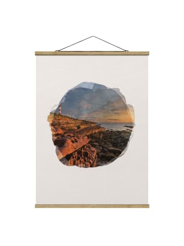 WALLART Stoffbild - Tarbat Ness Meer & Leuchtturm bei Sonnenuntergang in Creme-Beige