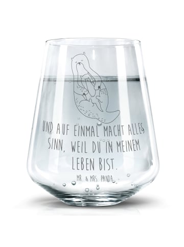 Mr. & Mrs. Panda Trinkglas Otter Kind mit Spruch in Transparent