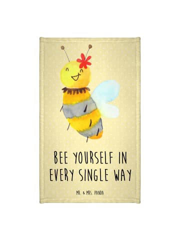 Mr. & Mrs. Panda Gästetuch Biene Blume mit Spruch in Gelb Pastell