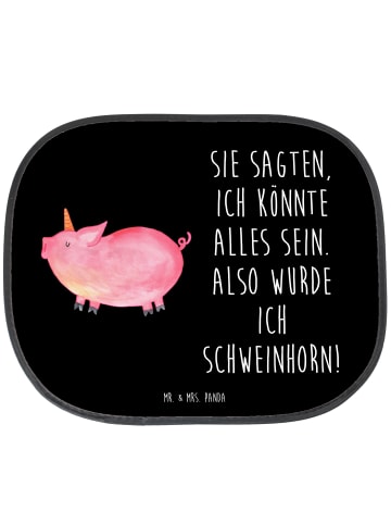 Mr. & Mrs. Panda Auto Sonnenschutz Einhorn Schwein mit Spruch in Schwarz