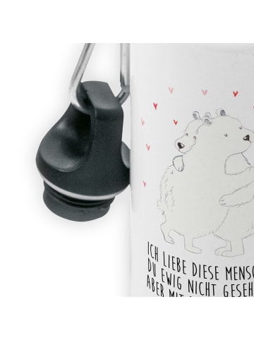 Mr. & Mrs. Panda Trinkflasche Eisbär Umarmen mit Spruch in Weiß