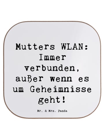 Mr. & Mrs. Panda Untersetzer Mutters WLAN mit Spruch in Weiß
