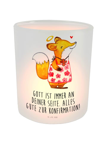 Mr. & Mrs. Panda Kerzenhalter Fuchs Konfirmation  mit Spruch in Transparent