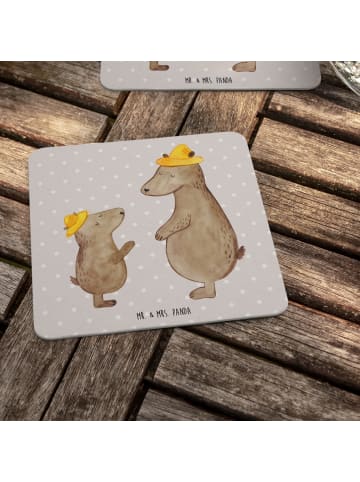 Mr. & Mrs. Panda Bierdeckel Bären mit Hut ohne Spruch in Grau Pastell