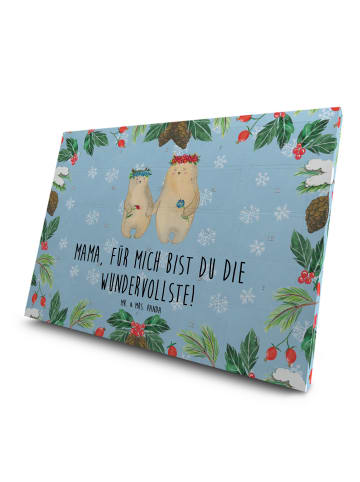 Mr. & Mrs. Panda Adventskalender Bären mit Blumenkranz mit Spruch in Eisblau