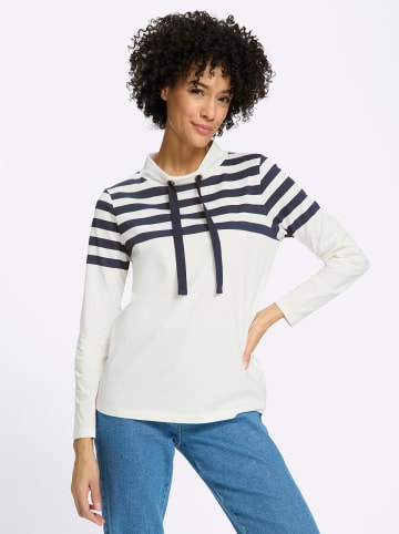 Sieh an! Stehkragen-Shirt in ecru-marine-bedruckt