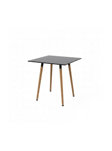 relaxdays Esstisch in Schwarz/ Natur - (B)75 x (H)75 x (T)75 cm