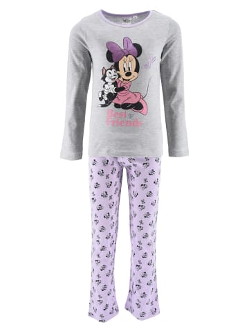 Disney Minnie Mouse 2tlg. Outfit: Schlafanzug Langarmhirt und Hose in Grau