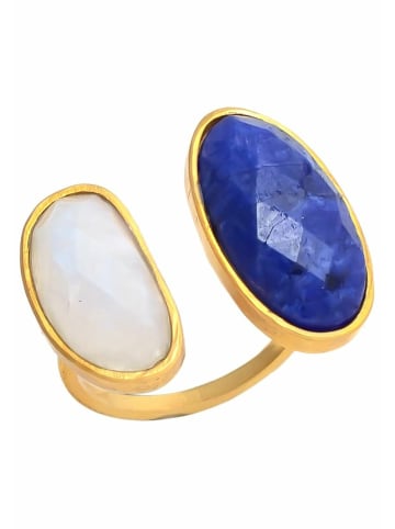 Gemshine Ring Lapis Lazuli und Mondstein in gold coloured