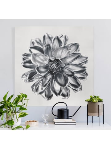 WALLART Leinwandbild - Dahlie Blume Silber Metallic in Silber