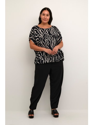 KAFFE curve Kurzarm-Bluse KCami in Black / Antique Zebra Print