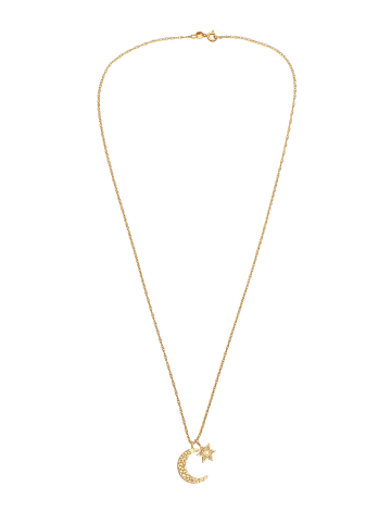 Elli Halskette 925 Sterling Silber Halbmond, Sterne, Stern in Gold